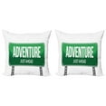 thumbnail image 1 of Ambesonne Adventure Throw Pillow Cover 2 Pack, Signboard Travel Highway, 24", White Hunter Green, 1 of 7