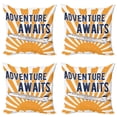 thumbnail image 1 of Ambesonne Adventure Throw Pillow Cover 4 Pack, Airplane Sun Journey, 18", Navy Blue Orange, 1 of 6