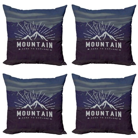 Ambesonne Adventure Throw Pillow Cover 4 Pack, Dare to Explore Words, 18", Indigo