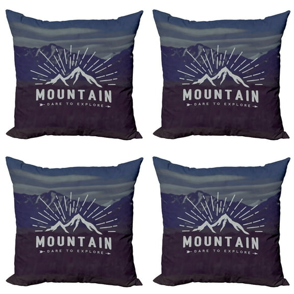 Ambesonne Adventure Throw Pillow Cover 4 Pack, Dare to Explore Words, 24", Indigo