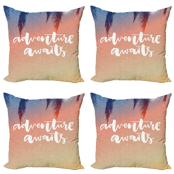 Ambesonne Adventure Throw Pillow Cover 4 Pack, Motivation Theme, 24", Multicolor