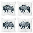 thumbnail image 1 of Ambesonne Adventure Throw Pillow Cover 4 Pack, Tribal Words Trees, 24", Petrol Blue White, 1 of 2