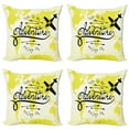 thumbnail image 1 of Ambesonne Adventure Throw Pillow Cover 4 Pack, World Map Airplane, 20", Yellow Black, 1 of 7