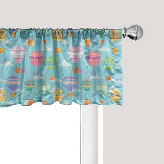 Ambesonne Adventure Window Valance, Rising Hot Balloons, 54" X 18", Multicolor