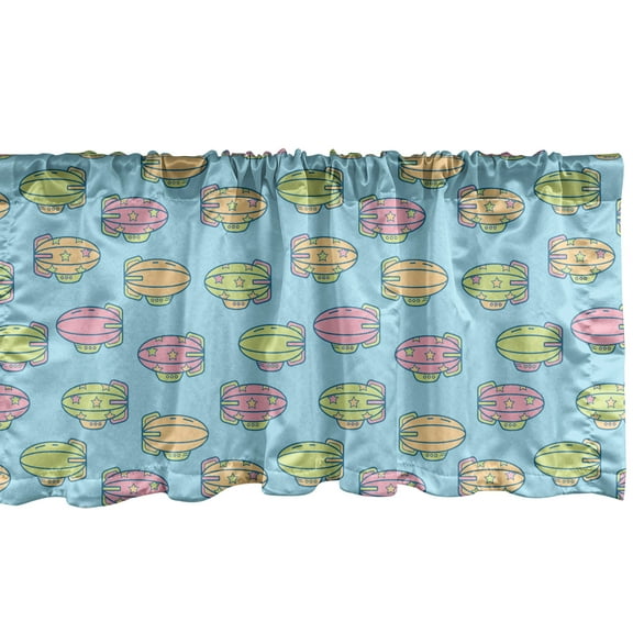 Ambesonne Adventure Window Valance, Zeppelin, 54" X 12", Yellow Green Pale Blue