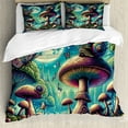 thumbnail image 1 of Ambesonne Aesthetic Duvet Cover Set, Mushrooms Surreal Forest, Calking, Turquoise Multicolor, 1 of 5