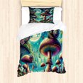 thumbnail image 1 of Ambesonne Aesthetic Duvet Cover Set, Mushrooms Surreal Forest, Twin, Turquoise Multicolor, 1 of 2