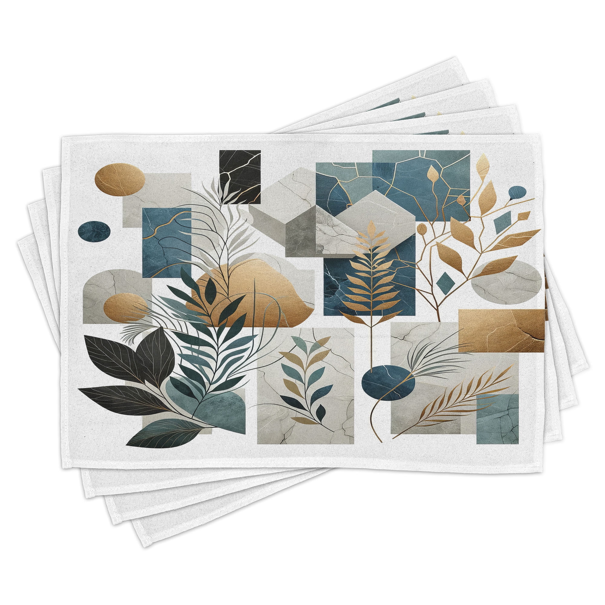 Blue Grey Pastel Brown Polyester Abstract Placemat Set
