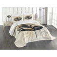 thumbnail image 1 of Ambesonne Aesthetic Quilted Bedspread Set 3 Pcs, Minimal Modern Botanical, King Size, Ivory Camel Dark Blue, 1 of 4
