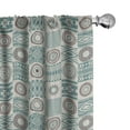 thumbnail image 1 of Ambesonne Exotic Orient Window Curtains, Circles Check Squares, Each 28" W x 84" L, Slate Blue Brown, 1 of 4