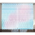 thumbnail image 1 of Ambesonne Afghan Curtains 2 Panel Set, Triangles Zigzag Stripes, 108" x 63", Lilac and Pale Blue, 1 of 3