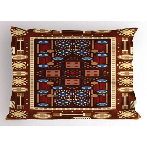 Ambesonne Afghan Pillow Sham, Oriental Rhombus Design, 36" X 20", Multicolor