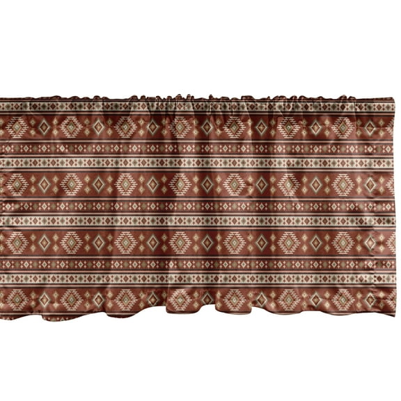 Ambesonne Afghan Window Valance, Timeless Rhombus Motifs, 54" X 18", Multicolor