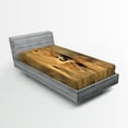 thumbnail image 1 of Ambesonne Africa Fitted Sheet, Savannah Lions Wilderness, Twin Size, Cream, 1 of 3
