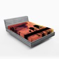 thumbnail image 1 of Ambesonne Africa Fitted Sheet, Wild Animals Silhouette View, Queen Size, Dark Coral Seal Brown, 1 of 3