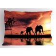 thumbnail image 1 of Ambesonne Africa Pillow Sham, Wild Animals Silhouette View, 36" X 20", Dark Coral Seal Brown, 1 of 2