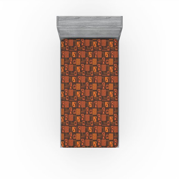 Ambesonne Africa Themed Fitted Sheet, Pop Art Giraffe Lady, Twin XL Size, Burnt Sienna Apricot
