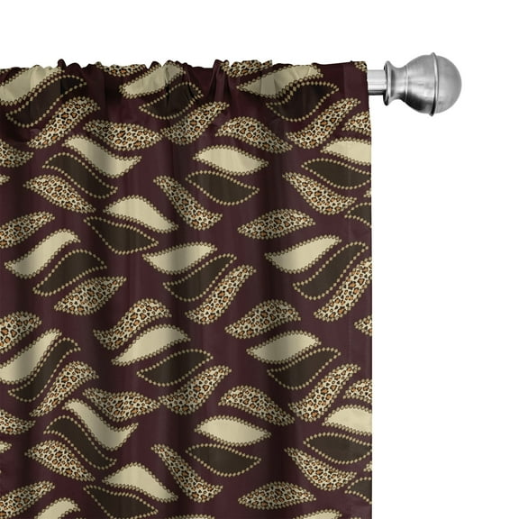 Ambesonne African Window Curtains, Indigenous Cheetah Skin, Each 28" W x 63" L, Dark Maroon Beige Brown