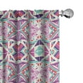 thumbnail image 1 of Ambesonne African Window Curtains, Pastel Hand-Drawn Triangles, Each 28" W x 63" L, Pale Fuchsia and Turquoise, 1 of 4