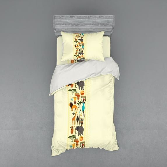 Ambesonne African Bedding Set 3 Pcs, Historic Border, Twin, Multicolor