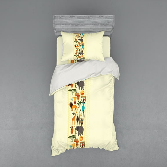 Ambesonne African Bedding Set 3 Pcs, Historic Border, Twin XL, Multicolor