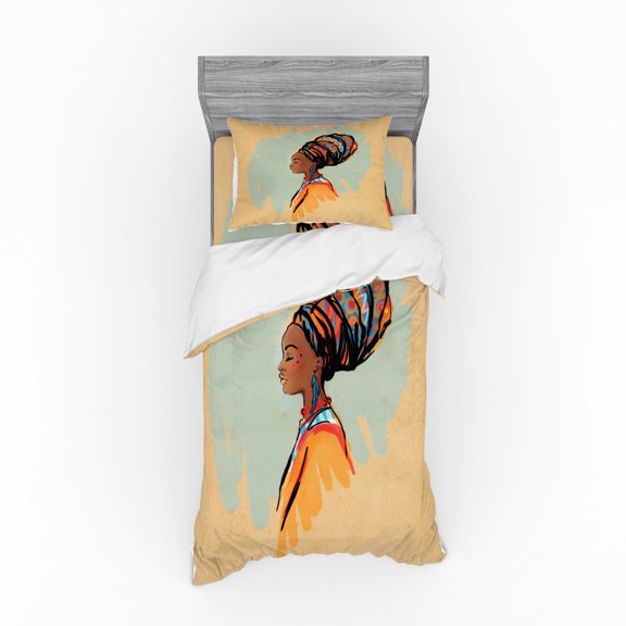 Ambesonne African Bedding Set 3 Pcs, Profile, Twin, Multicolor