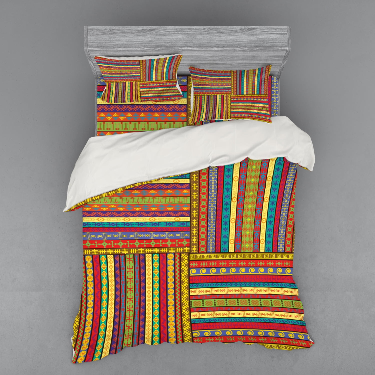 Queen Multicolor African Art Duvet Cover Set