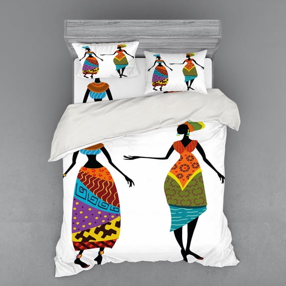 Ambesonne African Bedding Set 4 Pcs, Costumes, Queen, Multicolor