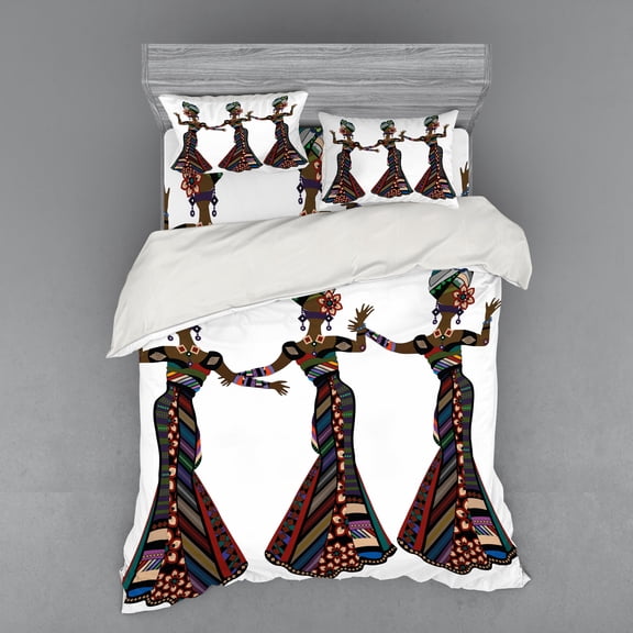 Ambesonne African Bedding Set 4 Pcs, Native Costumes, Queen, Multicolor