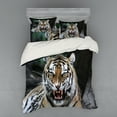 thumbnail image 1 of Ambesonne African Bedding Set 4 Pcs, Roaring Tiger Wildlife, Queen, Multicolor, 1 of 2