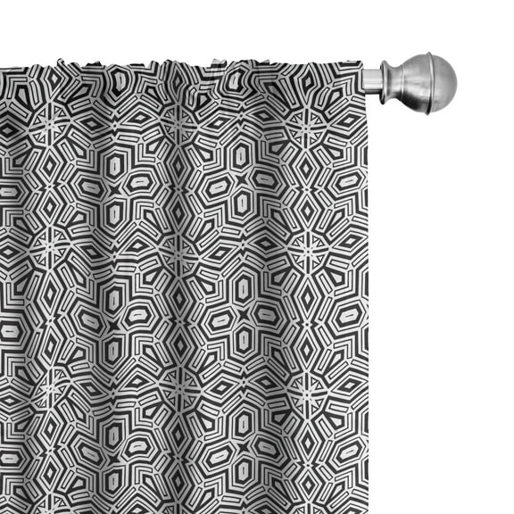 Ambesonne African Curtains, Antique Modern Graphic, Pair of 28"x63", Black White