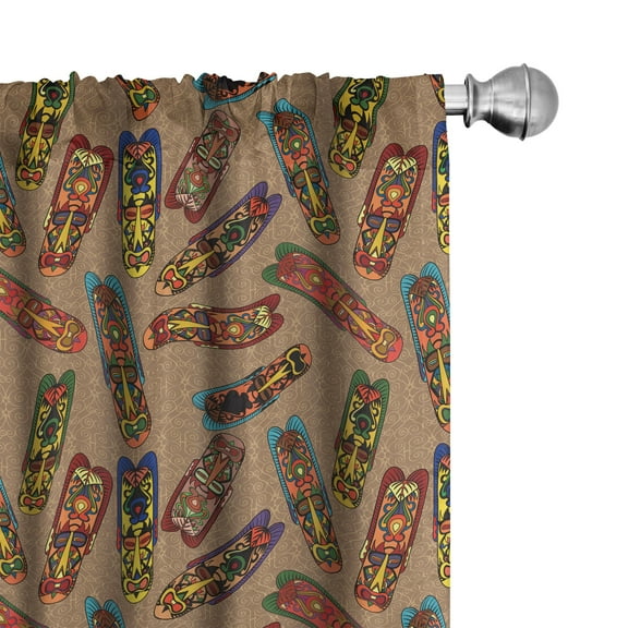 Ambesonne African Curtains, Bakongo Totem, Pair of 28"x63", Multicolor