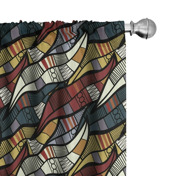 Ambesonne African Curtains, Circles Chevrons Lines, Pair of 28"x95", Multicolor