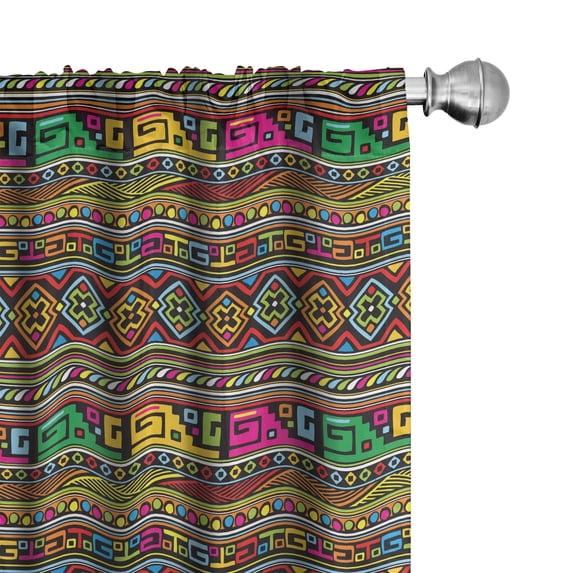Ambesonne African Curtains, Colorful Indigenous Art, Pair of 28"x95", Multicolor