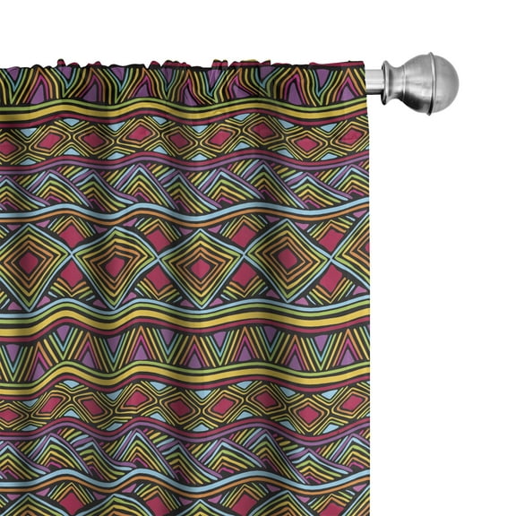 Ambesonne African Curtains, Geometric Colorful, Pair of 28"x95", Multicolor