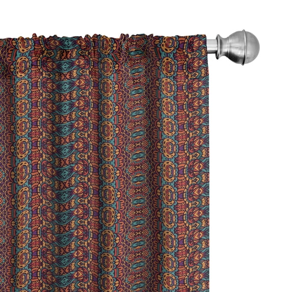 Ambesonne African Curtains, Indigenous Folklore, Pair of 28"x63", Multicolor