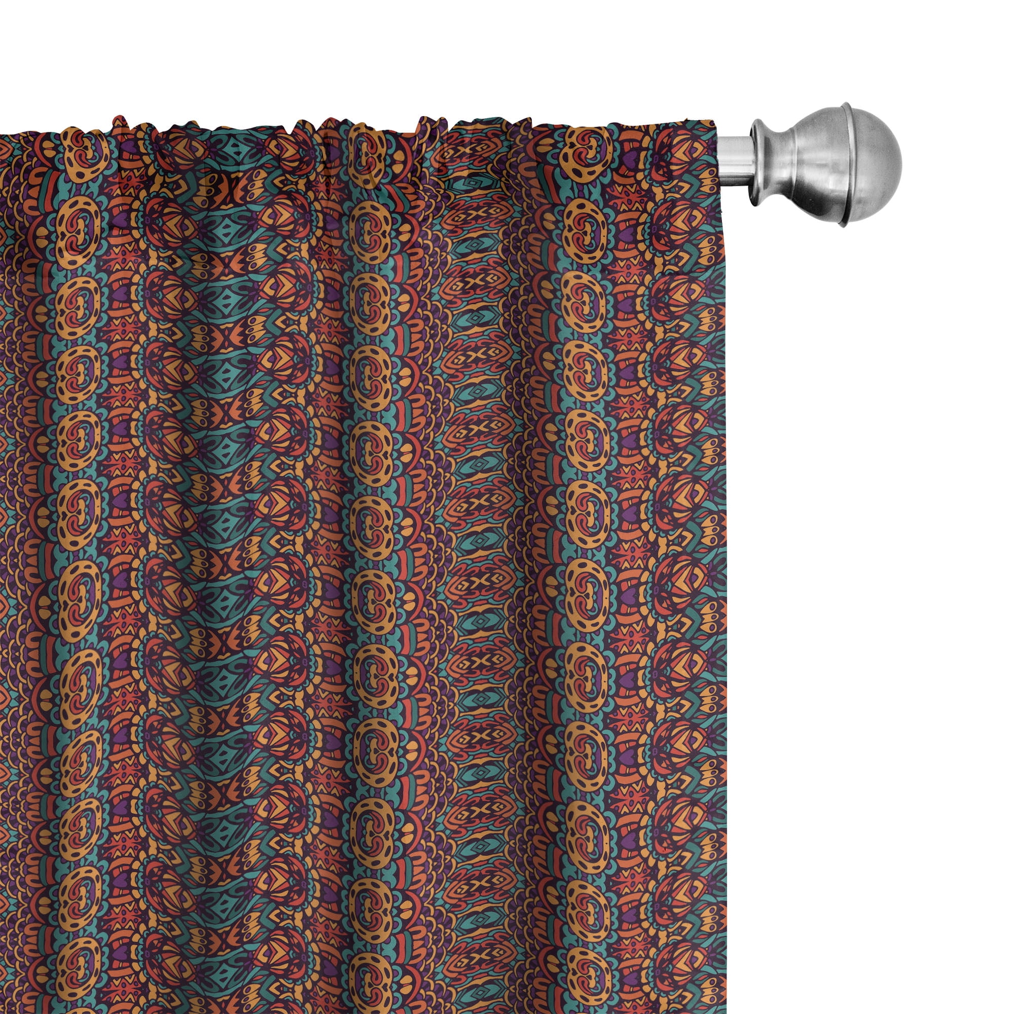 Geometric Multicolor Polyester Rod Pocket Curtain Panels, 28" x 84"