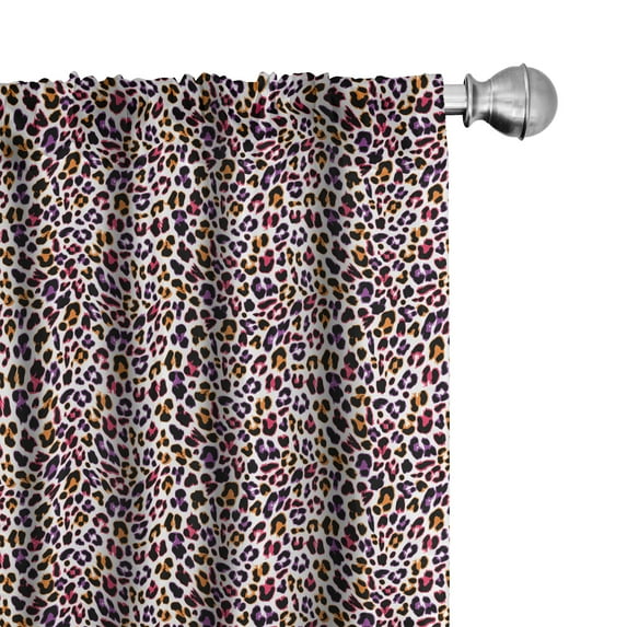 Ambesonne African Curtains, Savannah Leopard Animal, Pair of 28"x84", Marigold Magenta Violet