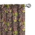 thumbnail image 1 of Ambesonne African Curtains, Striped Animals Drawings, Pair of 28"x63", Green Brown and Dark Khaki, 1 of 5