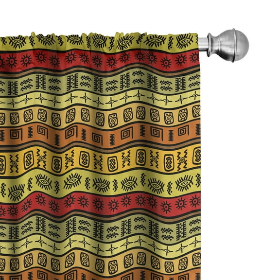 Ambesonne African Curtains, Tribal, Pair of 28"x63", Multicolor