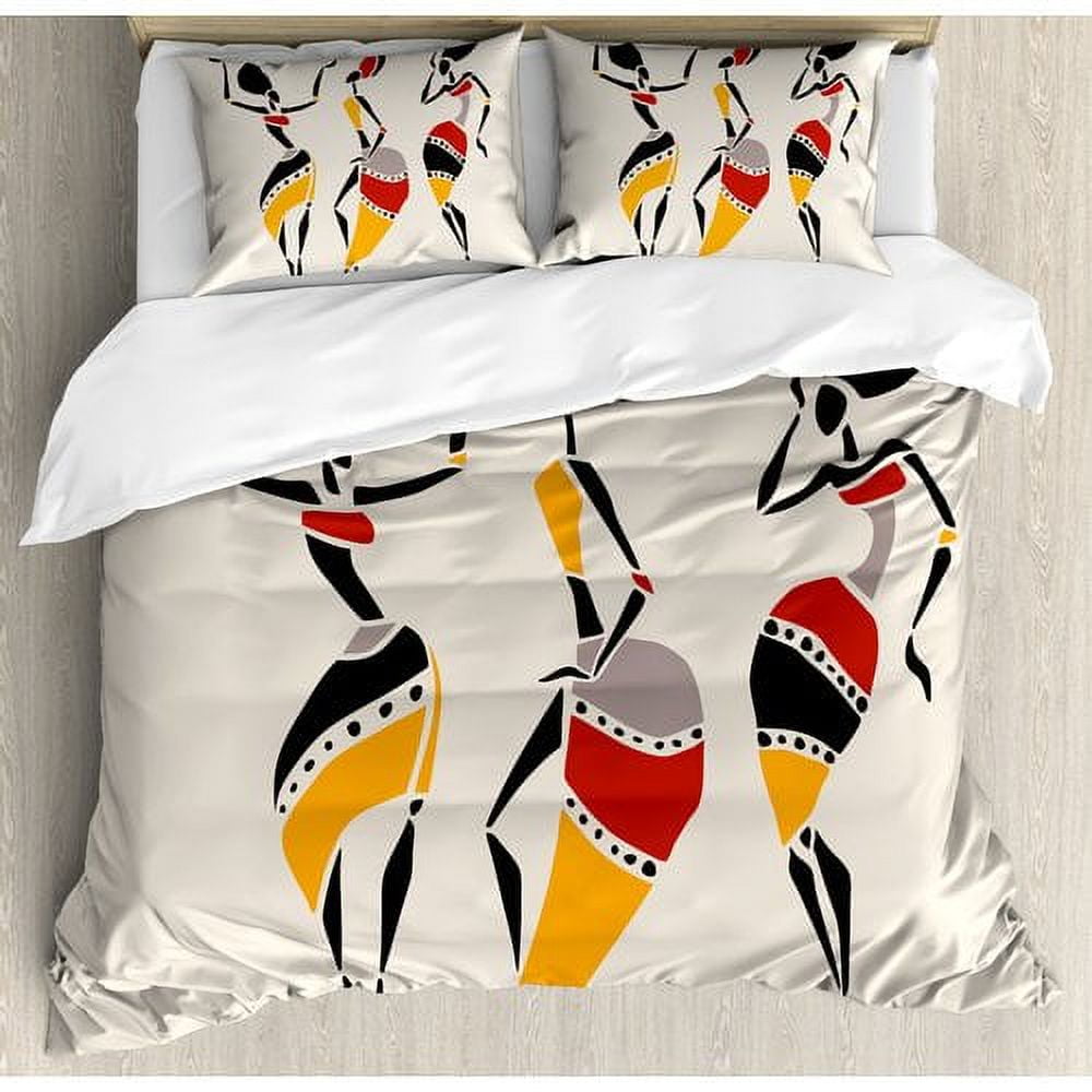Queen African Dancers Silhouette Duvet Cover Set