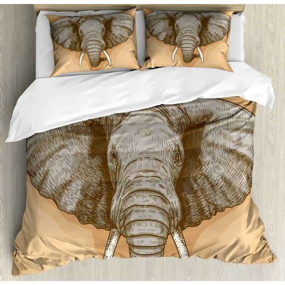 Ambesonne African Duvet Cover Sets, Wild Retro s, 2-Queen, Almond Grey