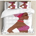 thumbnail image 1 of Ambesonne African Duvet Cover Sets, Zulu Woman Bandage Dress, 2-King, Dark Coral Chocolate, 1 of 3