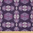 thumbnail image 1 of Ambesonne African Fabric by the Yard Microfiber, Grunge Geometric Shapes Art, 3 Yards, Dark Purple Pale Fuchsia, 1 of 1