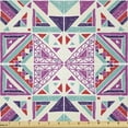 thumbnail image 1 of Ambesonne African Fabric by the Yard Microfiber, Pastel Hand-Drawn Triangles, 1 Yard, Pale Fuchsia and Turquoise, 1 of 2