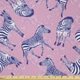 thumbnail image 1 of Ambesonne African Fabric by the Yard Microfiber, Zebras Floral Silhouettes, 2 Yards, Soft Pink and Dark Lavender, 1 of 2