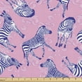 thumbnail image 1 of Ambesonne African Fabric by the Yard Upholstery, Zebras Floral Silhouettes, 1 Yard, Soft Pink and Dark Lavender, 1 of 5