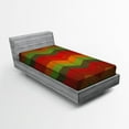 thumbnail image 1 of Ambesonne African Fitted Sheet, Abstract Zigzag Striped, Twin XL Size, Forest Green Orange, 1 of 2