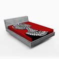 thumbnail image 1 of Ambesonne African Fitted Sheet, Ethno, Queen Size, Ruby Black White, 1 of 2