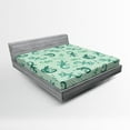 thumbnail image 1 of Ambesonne African Fitted Sheet, Exotic Lizard Reptile, Full Size, Green Mint, 1 of 2